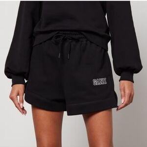 Ganni Software Isoli Logo Embroidered Black Sweat Shorts Sz XS